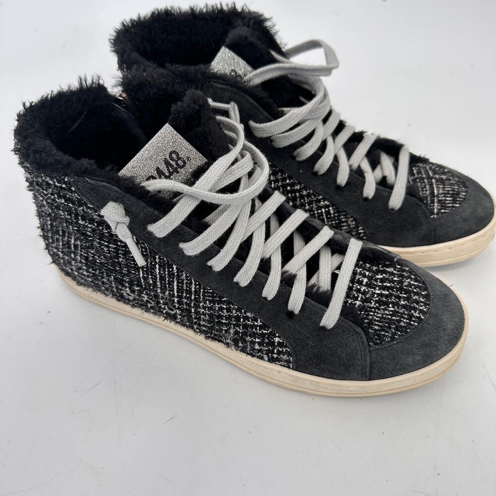 P448 Skate Faux Fur Trim High Top Sneakers // 39 - Picture 2 of 10